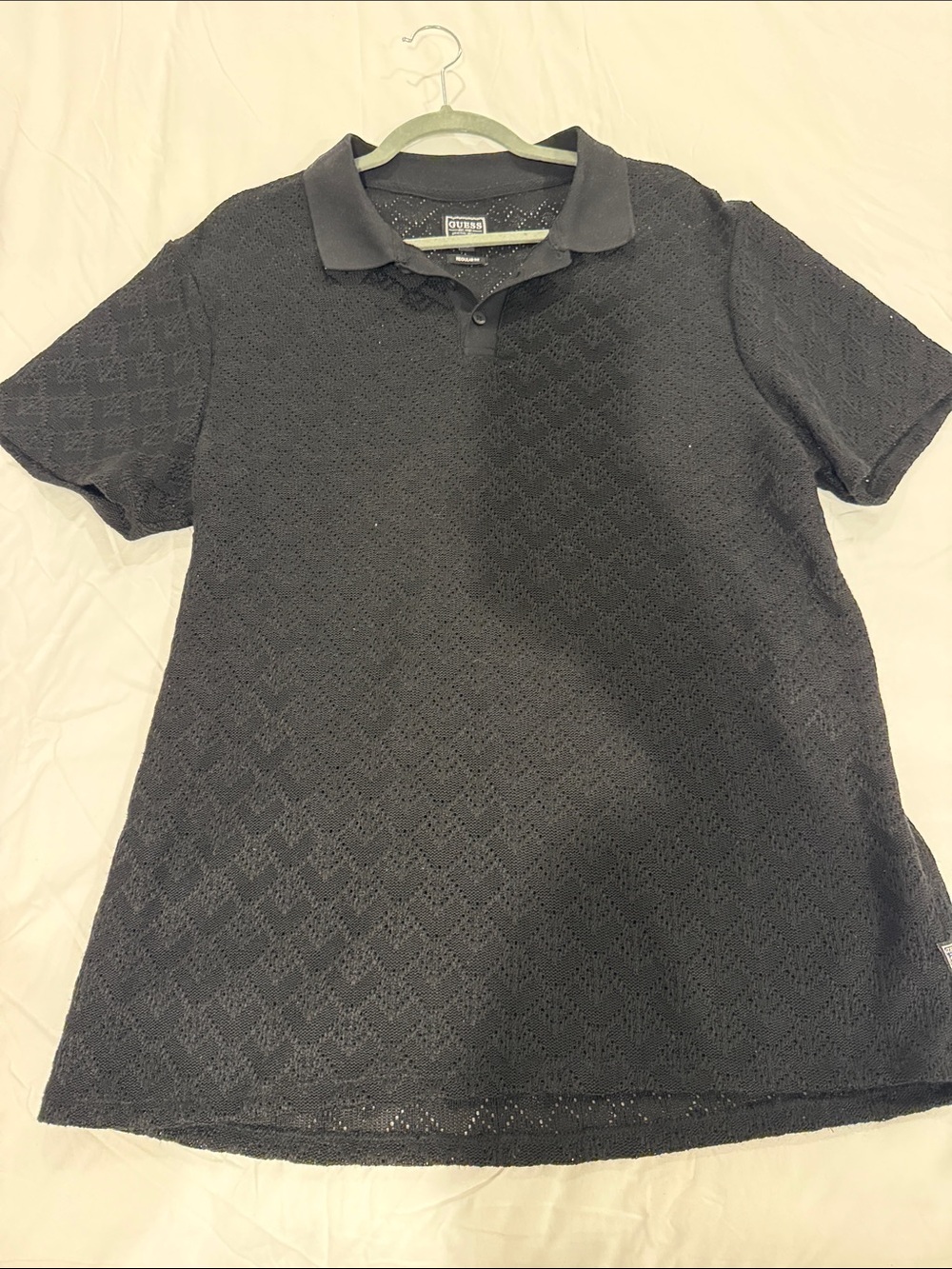Guess Men’s Black Textured Polo